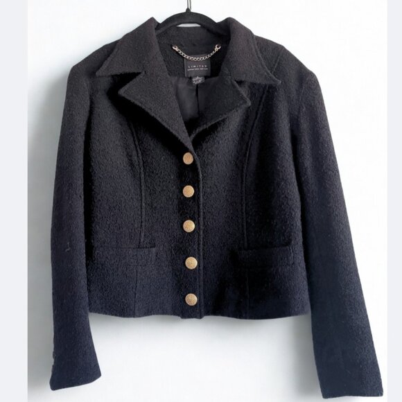 VTG The Limited Wool Boucle Blazer Black Gold Ornate Buttons Size Small USA Made - Picture 1 of 6